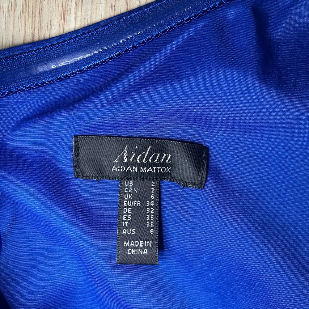 NWT Aidan Mattox Vibrant Blue One-Shoulder Dress - Picture 7 of 7